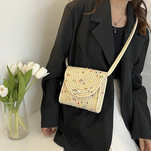 Handmade Cotton Rope Woven Bag Horizontal <b>Square</b> Cover Type Bohemian Crossbody Small Bag Everyday Outfits Portable Summer 2022 - Product Image 5