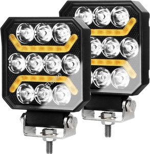 10LED travail lampe <span class=keywords><strong>camion</strong></span> 4 pouces LED travail lumière Cob bandes rouge jaune stroboscopique feux de Position lumière latérale tout-terrain Luce Led Para <span class=keywords><strong>Camion</strong></span> - Product Image 2