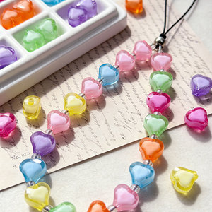 Cuentas acrílicas transparentes en forma de corazón con efecto 'bead-in-bead' sueltas para lazos para el pelo DIY, accesorios para el cabello y suministros de manualidades al por mayor - Product Image 2