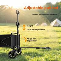Chariot de camping pliable multifonctionnel avec table intégrée, grande capacité, roues tout-terrain, chariot utilitaire pour la plage et les activités de plein air