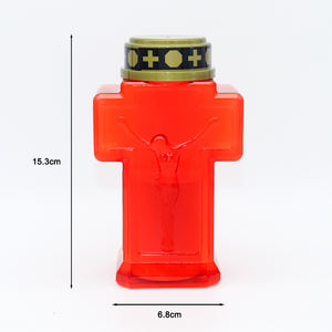 Bougies LED sans flamme <span class=keywords><strong>pour</strong></span> <span class=keywords><strong>cimetière</strong></span>, forme crucifix rouge/blanc, <span class=keywords><strong>à</strong></span> piles, écologiques, non parfumées, finition mate, Diwali, Pâques - Product Image 2