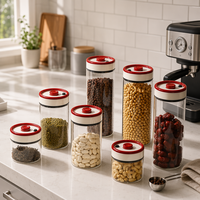 Récipient hermétique pour grains de café, pot de conservation sous vide pour café, thé, sucre et noix, boîte de cuisine en verre transparent