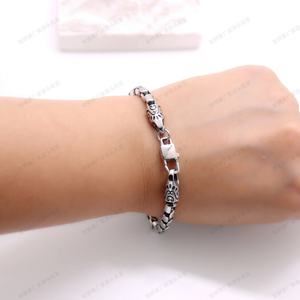 <b>Mens</b> Stainless Steel Box Chain Bracelet with Carved Clasp Vintage Gothic Punk Biker Style Durable Link Jewelry Gift <b>for</b> <b>Men</b> - Product Image 4