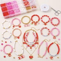 Kit de perles en argile polymère pour la Saint-Valentin, 24 compartiments, perles plates Heishi, breloques émaillées pour bracelet, collier, artisanat DIY