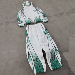 Huili Lightweight Color Block Sportswear Windbreaker-Sets Herren Individuell bedrucktes zweiteiliges Set Wind jacke und Nylon-Trainingshose-Set - Product Image 2