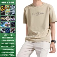 T-shirt pour homme en coton mercerisé à l'ammoniac liquide, coupe décontractée, respirant, poids lourd, été, imprimé lettres courtes
