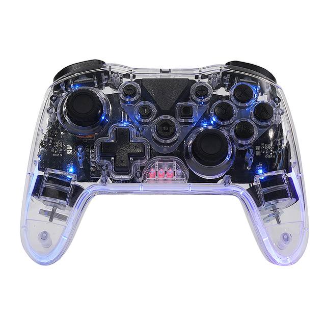 Wholesale Transparent Wireless Gamepad RGB Light Turbo Function Wireless Joystick Game Controller for Pc for PS3 PS4 Gamepad