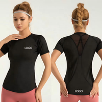 Kaos Wanita Grosir Custom Cepat Kering Tanpa Jahitan Bahan Polyester untuk Gym Fitness Lari Desain Cetak Heat Press
