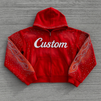 OEM ODM 500G Sweat à capuche zippé épais délavé à l'acide, personnalisé, 100% Coton, coupe oversize, style streetwear, motif lettres, Automne