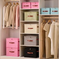 Boîte de rangement avec couvercle zippé, panier pliable décoratif |   Conteneur à vêtements pliable et empilable en tissu coton et lin, lavable