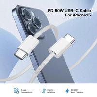Cable de Carga Rápida USB-C a USB-C de 60W PD para iPhone 15 16 Plus 15 16 17 Pro Max, Cable Trenzado de Carga Rápida Tipo-C Dual con Caja