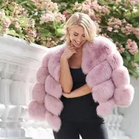 2021 2022 Mode Frauen Winter rosa Kunst pelz Jacke Mantel benutzer definierte Blase Frauen warme Damen Mädchen Mäntel & Out wears Kleidung weiblich