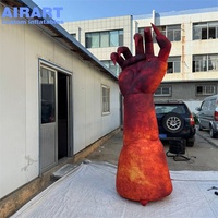 Main de démon gonflable géante pour Halloween, bras de diable réaliste imprimé, grande décoration d'extérieur pour maison hantée