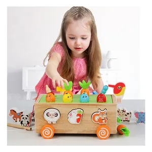 Clasificador de formas de seguridad para niños, caja de coche a juego, bloque de inteligencia, juguetes educativos Montessori, carrito de madera para regalo de niños pequeños