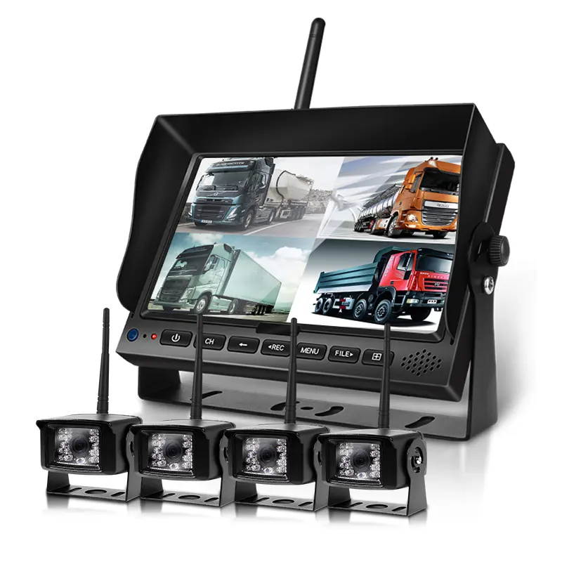 Kit Monitor Kamera Keamanan Truk Kendaraan Pertanian Forklift Sistem Kamera Pembalik Nirkabel dengan Layar