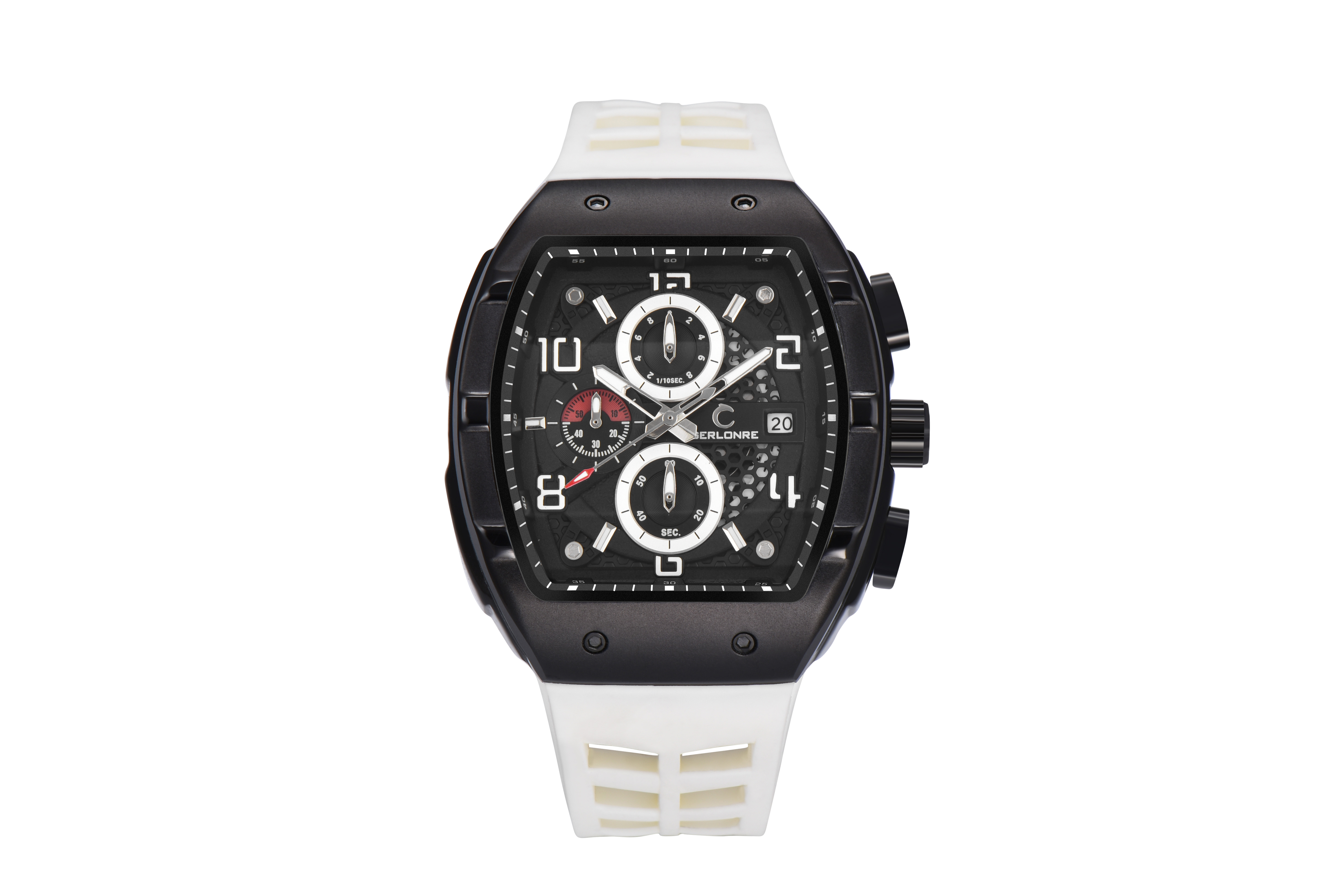 Black case-white strap