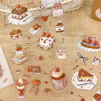 Lot de 4 autocollants en mousse, série de vacances, motifs alimentaires en aquarelle, autocollants décoratifs