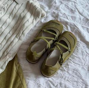 Nouvelles sandales de sport rétro pour femmes 2026 à bout carré, style ballerine, avec brides croisées en tissu respirant et bouche peu profonde, type Mary Jane - Product Image 3
