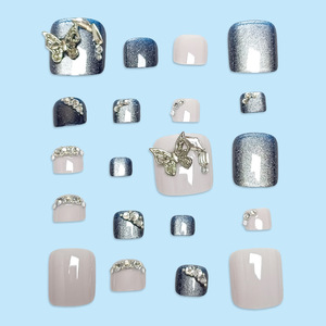 <span class=keywords><strong>Uñas</strong></span> Postizas de Verano con Diseño Simple de Mariposa 3D <span class=keywords><strong>y</strong></span> Ojo de Gato, <span class=keywords><strong>Hermosas</strong></span> <span class=keywords><strong>Uñas</strong></span> Postizas con Pedrería, Material ABS - Product Image 4