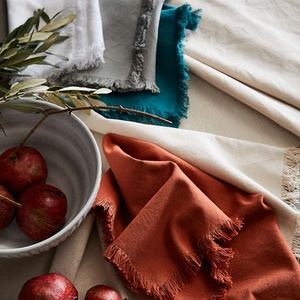 Eco Friendly Wholesale Custom Embroidery Fringed <b>Cloth</b> Napkins Dining <b>Table</b> <b>Linen</b> Placemat with Tassel for Wedding Home - Product Image 2