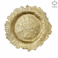 Vaisselle de mariage d'usine Décoration d'assiettes rondes dorées Décoration de banquet d'hôtel de mariage Assiette de présentation en or