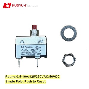 Protector de Sobrecarga con Botón de Reinicio Empotrado y Disyuntor Térmico para Equipos Electrónicos Industriales Serie 91 KUOYUH - Product Image 2