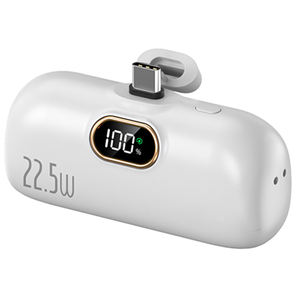 Batterie externe compacte 5000 mAh avec écran - Charge rapide 22,5 W double Type-<span class=keywords><strong>C</strong></span> - Design capsule pour les voyages - Product Image 1