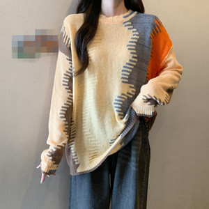 Nuovi Arrivi <span class=keywords><strong>Autunno</strong></span> <span class=keywords><strong>Inverno</strong></span>: Maglione <span class=keywords><strong>Donna</strong></span> a Blocchi di Colore con Patchwork, Manica Lunga, Blusa Lavorata a Maglia - Product Image 6