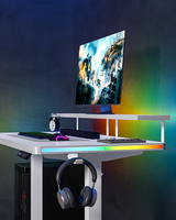 Bureau à domicile moderne, cadre de bureau assis-debout à moteur unique, réglable en hauteur, avec plateau ergonomique en bois et métal, RGB, 70 kg