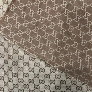 Tela de diseño de marca de lujo de estilo europeo, tela de brocado Jacquard de doble G teñida de hilo para bolsos y sombreros