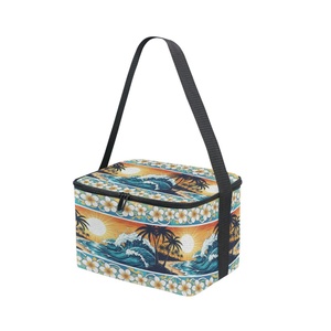 Sac isotherme de style simple pour 12 canettes, motif fleur de frangipanier, plage et île, impression personnalisée, pour bière et aliments, boîte de rangement thermique - Product Image 4