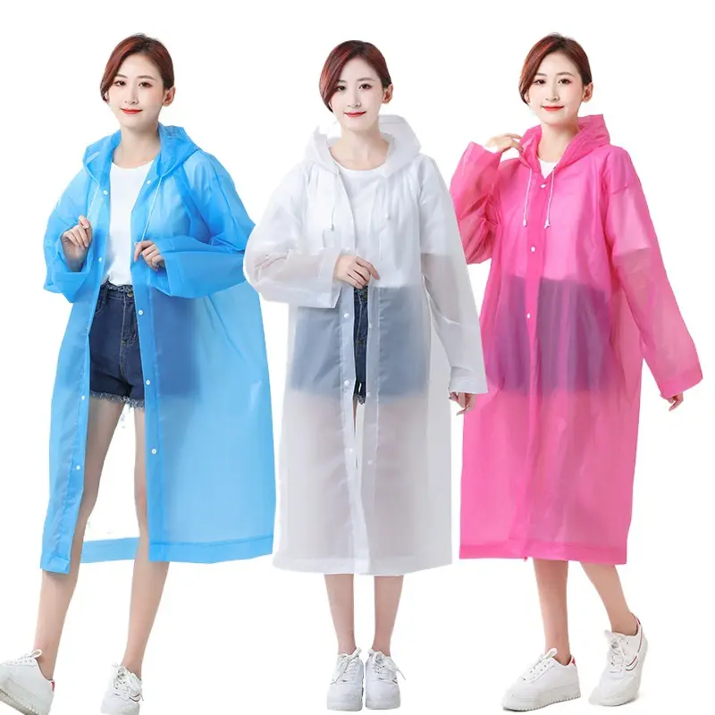 Custom Reusable Lightweight Adults Thickened Long Outdoor Mountain Climbing Eva Non-disposable Raincoat Poncho With Hood