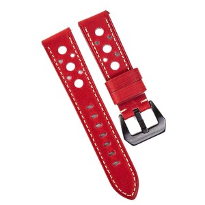 Bracelet de montre vintage en cuir Crazy Horse, fait main, en cuir véritable perforé et respirant, avec système de libération rapide, bracelet classique pour homme, OEM - Product Image 2