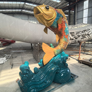 Escultura de Koi de Acero Inoxidable a Gran Escala Personalizada para Exteriores, Figura Decorativa de Animal para Montar en el Suelo, para Parques y Escuelas - Product Image 4