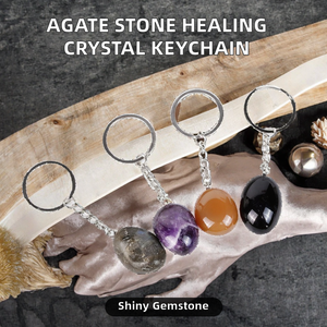 Porte-clés en <span class=keywords><strong>jade</strong></span> naturel ovale poli, <span class=keywords><strong>pierre</strong></span> précieuse, souvenir nautique, pierres <span class=keywords><strong>de</strong></span> guérison, résistant à l'eau - Product Image 2