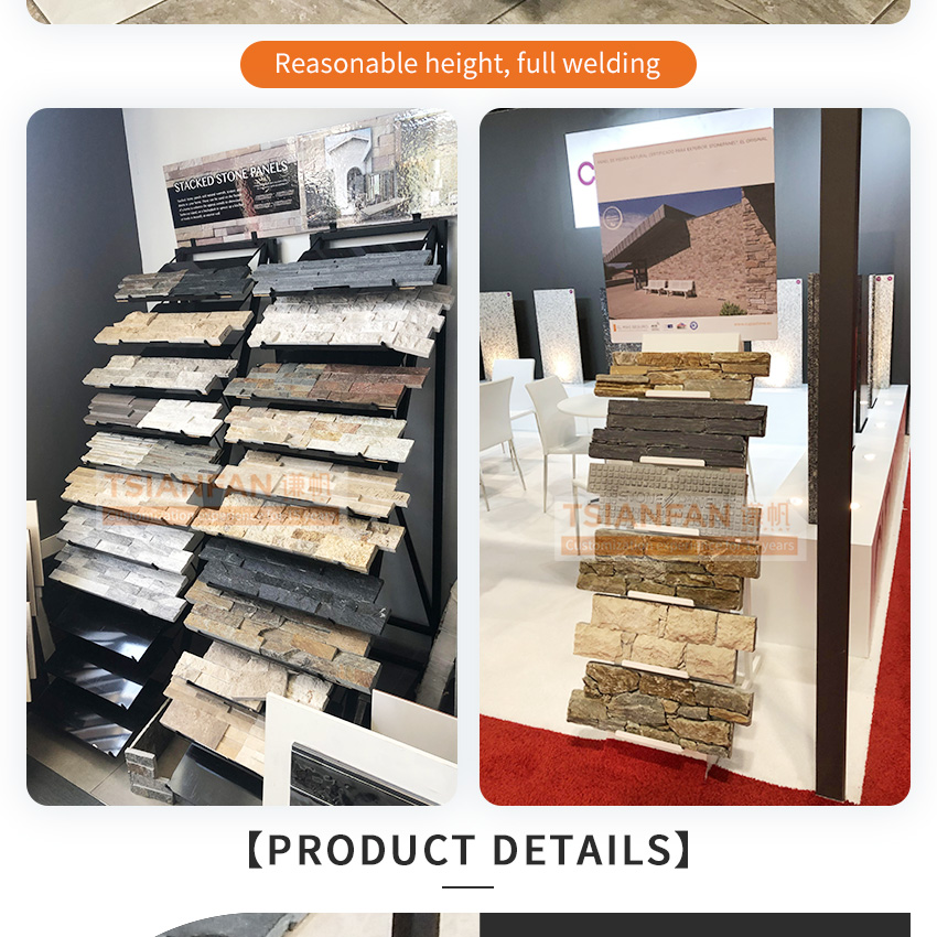 New style cheap stone slab display frame artificial natural quartz stone marble granite inclined placement tile display shelf