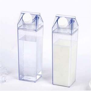 Hot Selling 500Ml 1000Ml BPA Free Acrylic <b>Plastic</b> Milk <b>Cups</b> Portable Water Bottle Transparent Milk Carton Box - Product Image 3