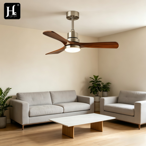 Ventilador de Techo Moderno de Tres Aspas con Acabado de Madera y Luz para Salas de Estar, Dormitorios e Interiores de Casas Contemporáneas - Product Image 1