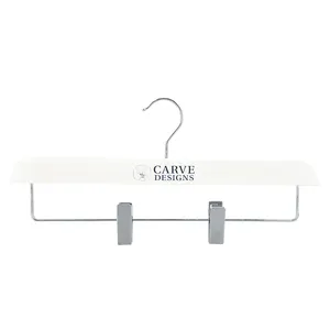Luxury Customized Logo Wooden Clothes Suit Hanger White For Brand Shop