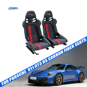 Sièges de voiture personnalisables en cuir Alcantara noir et rouge, version carbone sec, pour Porsche 911GT3 RS - Product Image 1