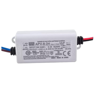 Mean Well APV-<strong>8</strong>-24 Plastic LED Driver 8W LED Power Supply with Single <strong>Output</strong> AC DC 24V for 110V/220V/230V <strong>Input</strong> - Product Image 1