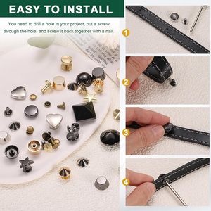 Uxcell Pcs Square Spike <b>Studs</b> Rivets Mm Metal Leather Rivets Rapid Rivet <b>Studs</b> Assortment Kit For DIY Leather Craft Clothing <b>Bag</b> - Product Image 4