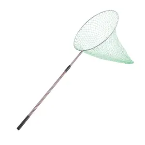 Folded Hand Aluminium Alloy Landing Nylon Fishing Net Safe Fish Catching Or Releasing Fish Landing Net