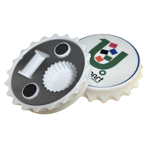 Logotipo impreso <span class=keywords><strong>58mm</strong></span> tapa de botella abridor de imanes materiales Abrebotellas con imán