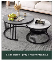 Ensemble de table basse ronde en marbre moderne extensible et durable pour le salon, meubles de maison avec matériau métallique