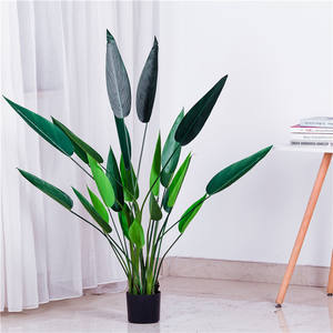 Árbol de plantas artificiales, decoración para <span class=keywords><strong>el</strong></span> hogar y la Oficina, cielo verde, pájaro, planta, plátano, venta al por mayor - Product Image 1