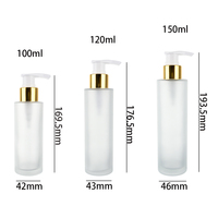 Emballage de Luxe Bouteille en Verre Dépoli 100ml 120ml 150ml Pompe en Plastique avec Bouchon Doré pour Lotion, Sérum Soin de la Peau, de Haute Qualité à Base Épaisse