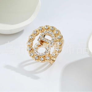 Anillo de Moda con Forma de Letra y Pedrería para Mujer, Joyería para Fiestas - Product Image 4