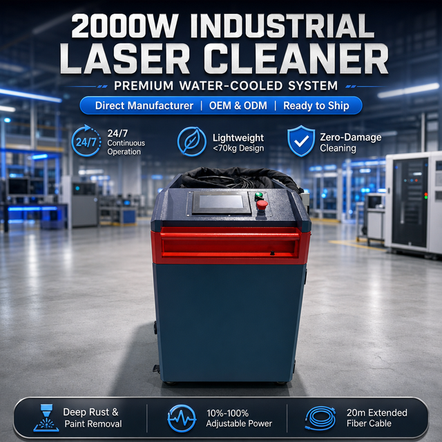 High-Efficiency 2000W Fiber Laser Cleaning Machine New Condition Rust Paint Removal Water Cooling System 220V 2-Year Warranty