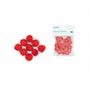 Pompon Ilan Bolita 0,8 cm Rossi, Fornitura per Artigianato, Circa 100 Pezzi - Product Image 1